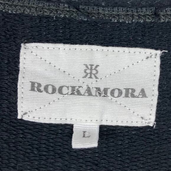 NWOT ROCKAMORA Sweatshirt Women L Grey Distressed-Rolled-Hem Long-Sleeve Cotton - Picture 3 of 8